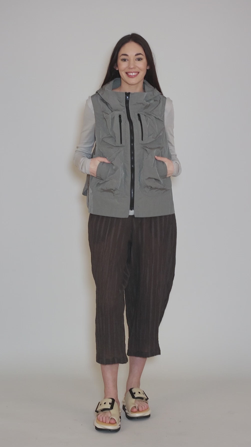 Kristin Zip Vest, Sage Angle 5