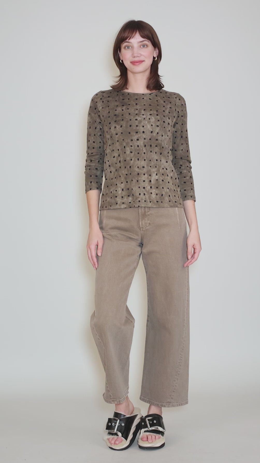 Cozy Rib Print Everyday Tee, Umber Angle 5