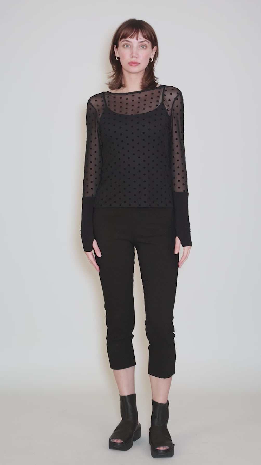 Merci Tee, Black Flocked Dot Angle 5