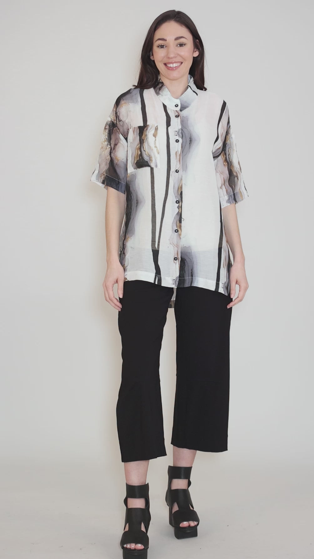 Simbi Shirt, White/Gold Angle 5