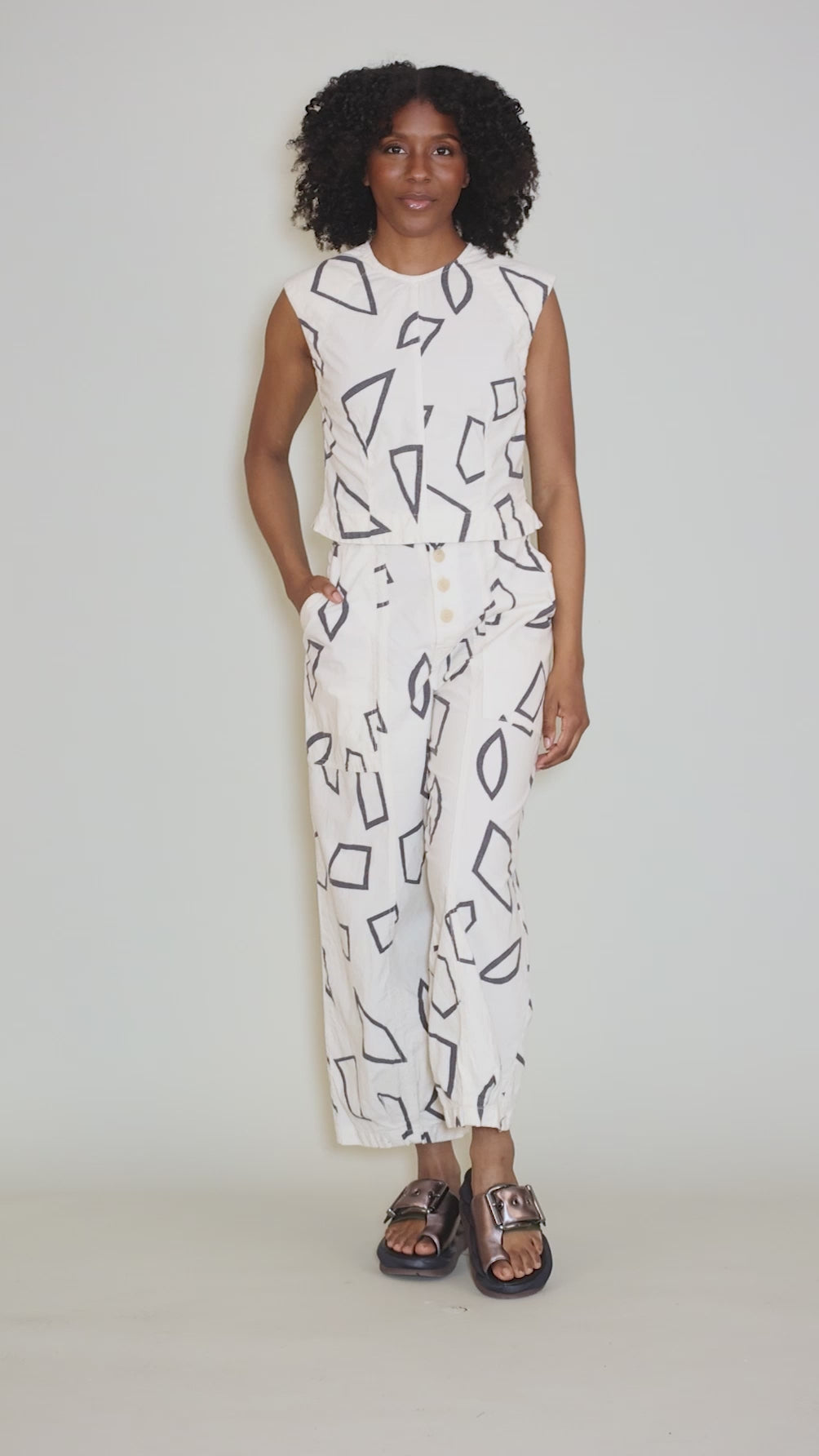 Interval Top, Cream Print Angle 5