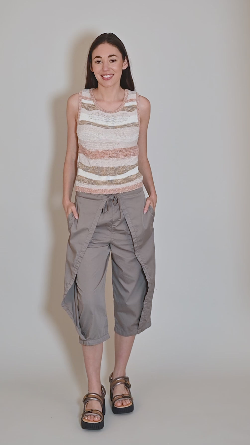 Sedona Sleeveless Sweater, Pink Multi Angle 5