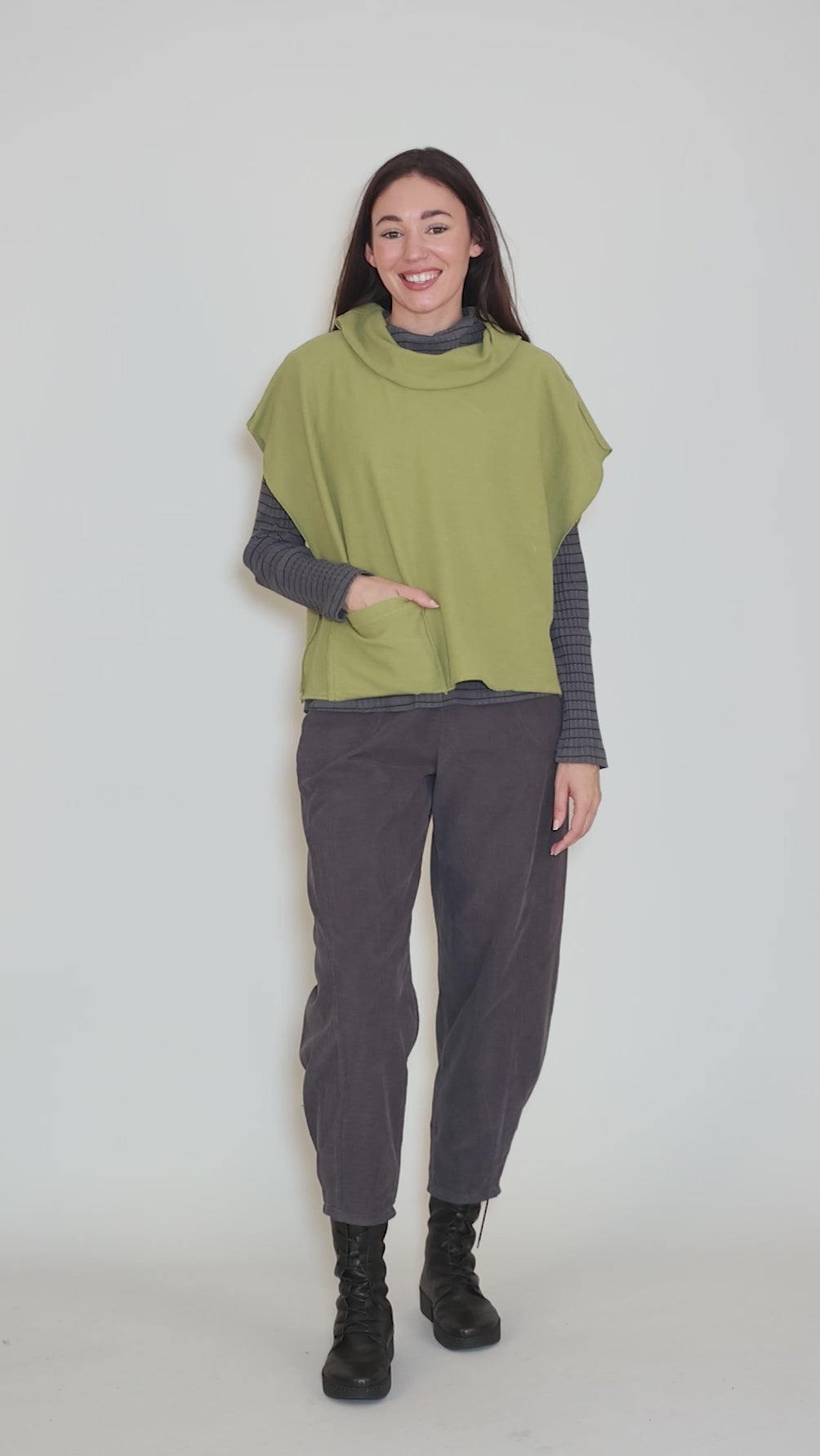 Fleece Cowl Topper, Avocado Angle 5