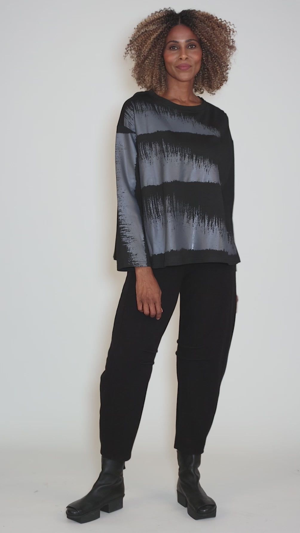 A-Line Graphic Tee, Black Angle 5