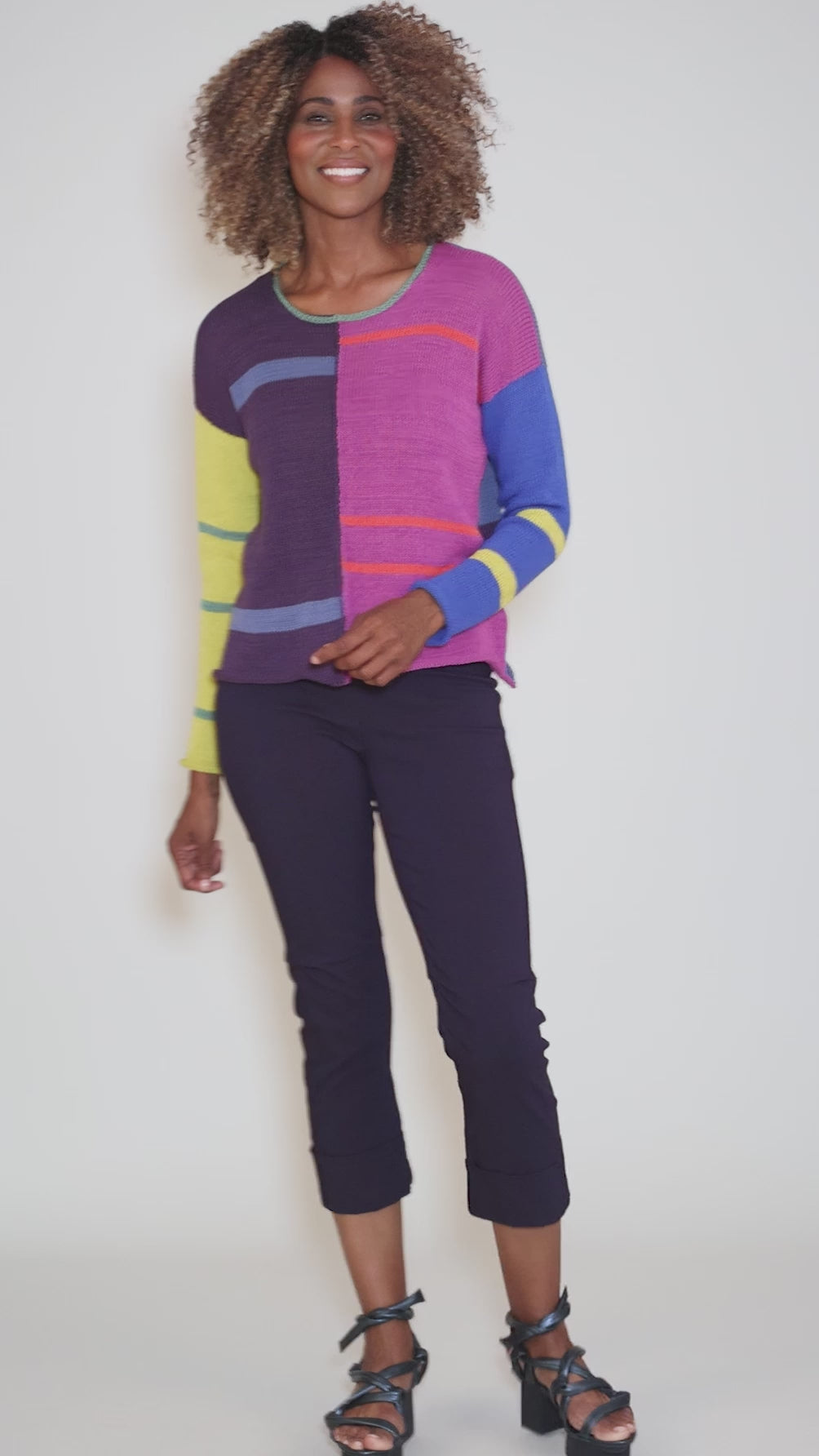 Edwards Sweater, Stripe Mix Angle 5