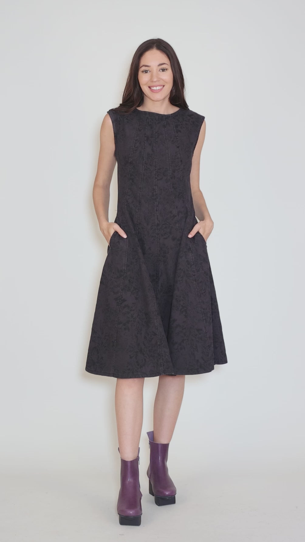 New Directions Dress, Grape Lace Denim Angle 5