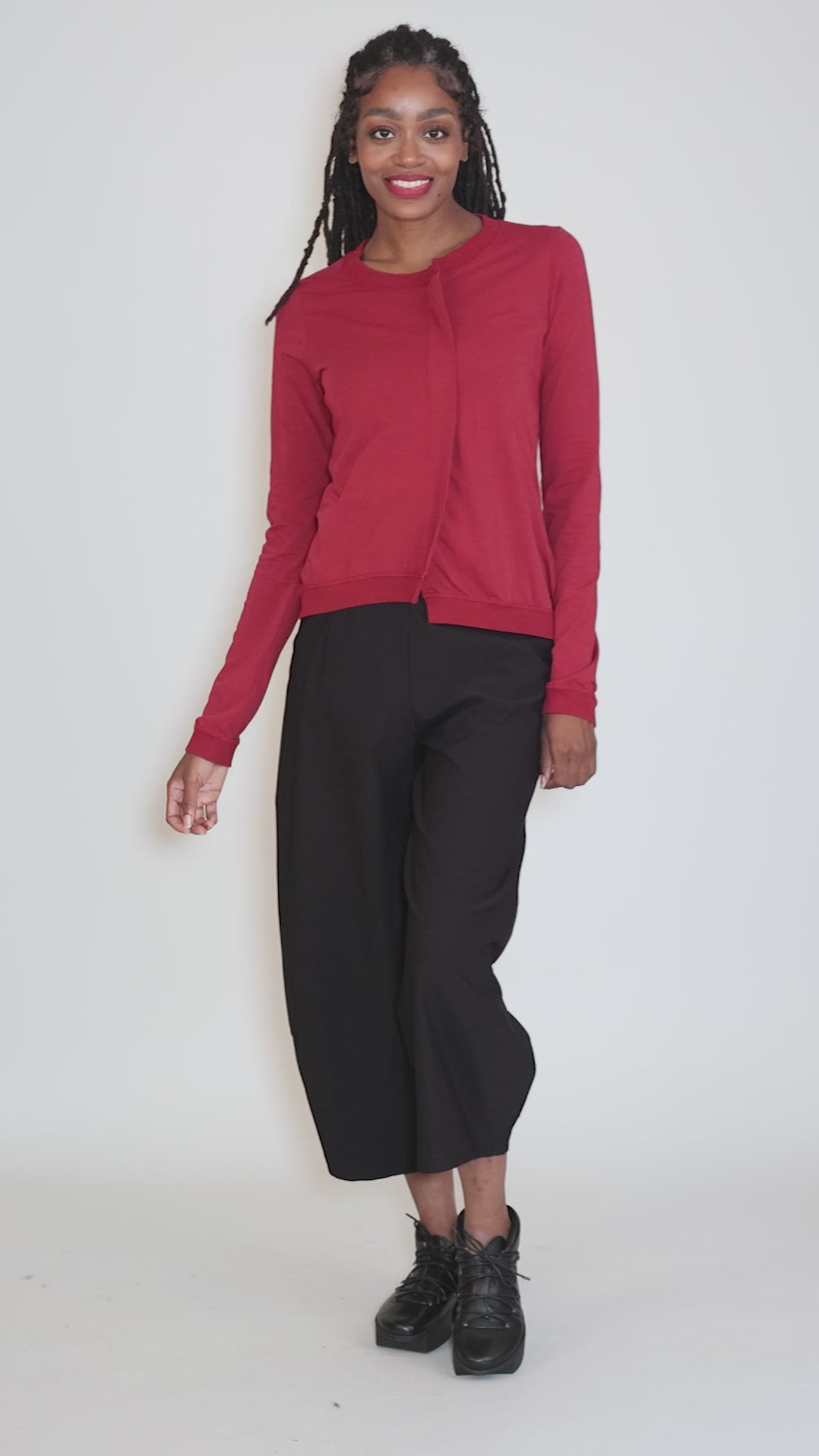 Off-Center Pleat Tee, Lava Angle 5