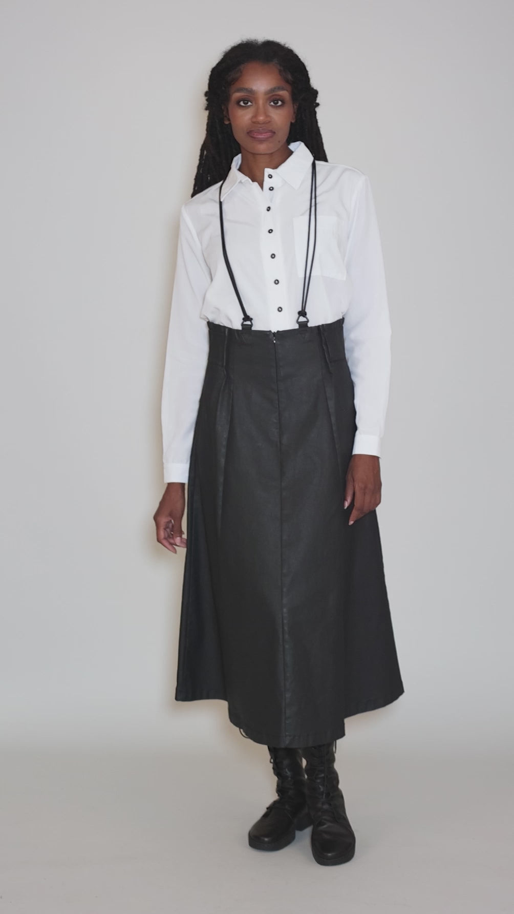 Falda Suspender Skirt, Black Angle 7