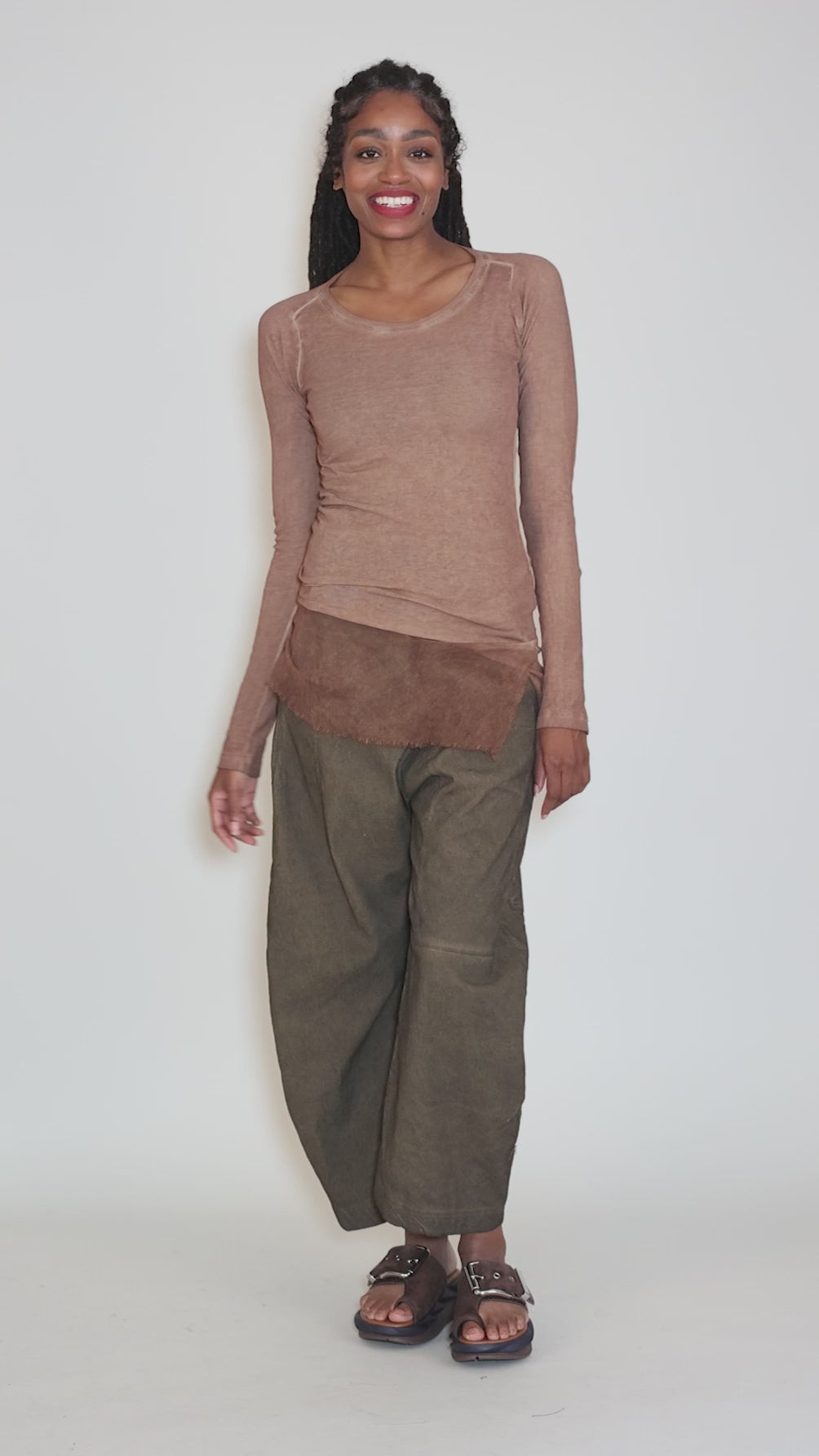 Mesh Hem Ribbed Shirt, Terracotta Cloud Angle 5