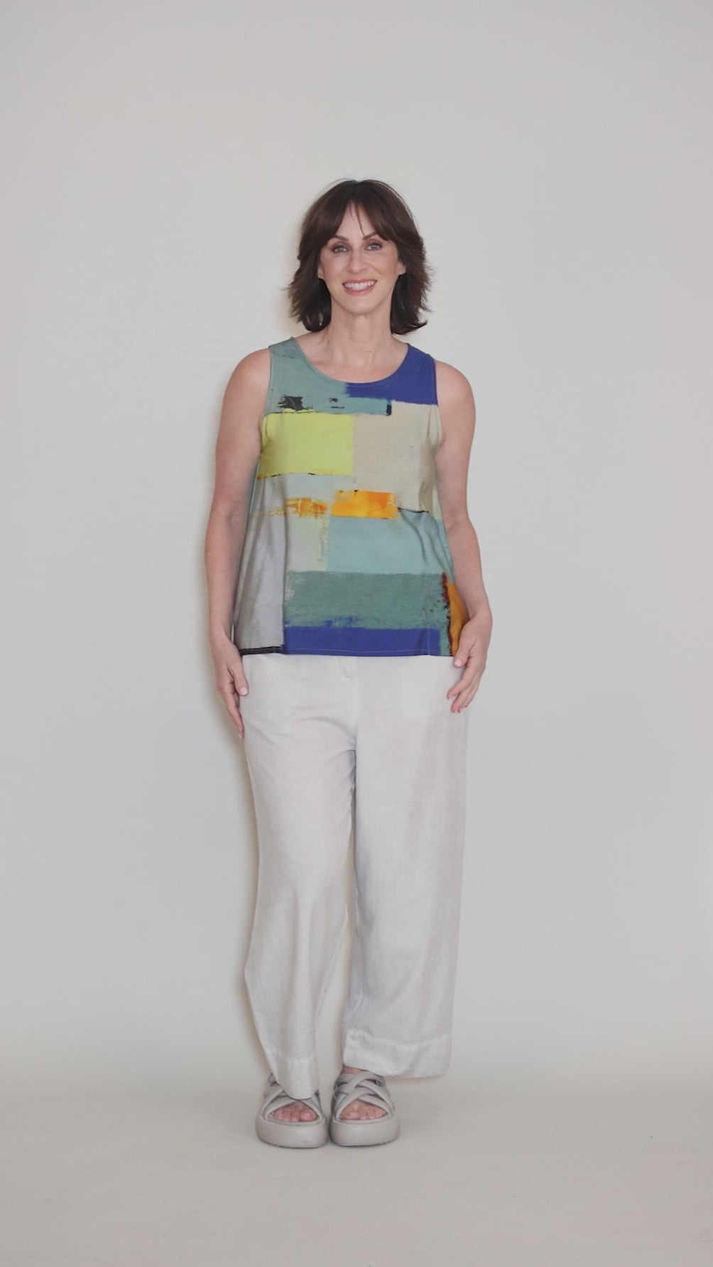 Signature Print Tank, Yellow/Blue Angle 5