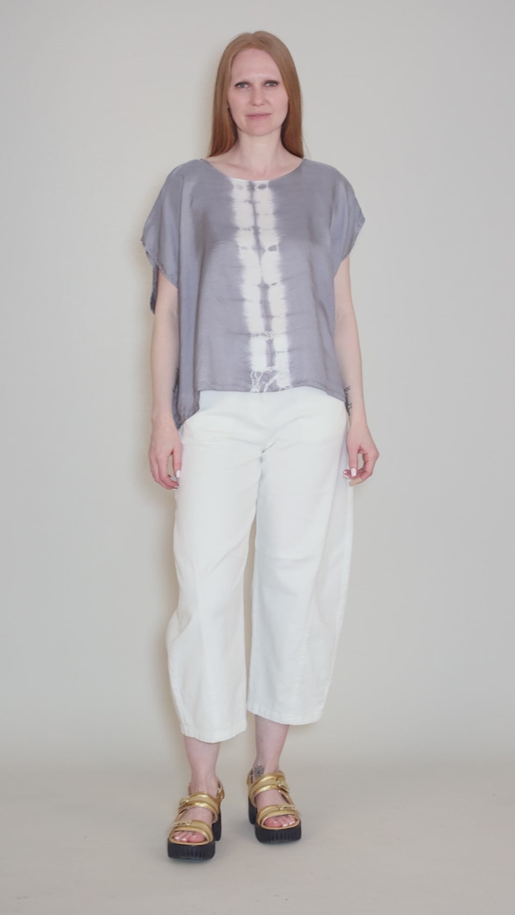 Gaia Shibori Top, Pewter Angle 5