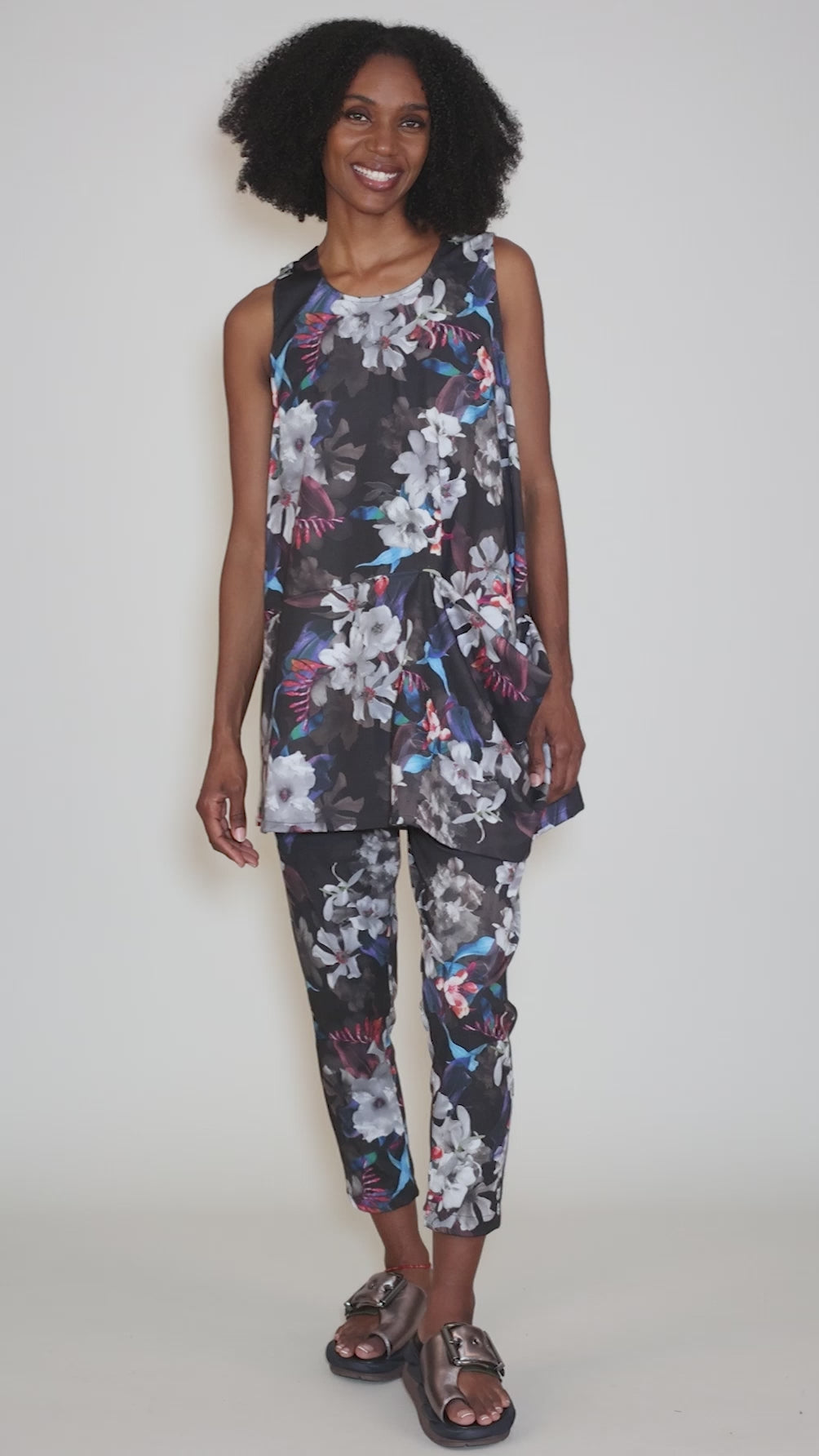 Circle Tunic, Black Floral Angle 7