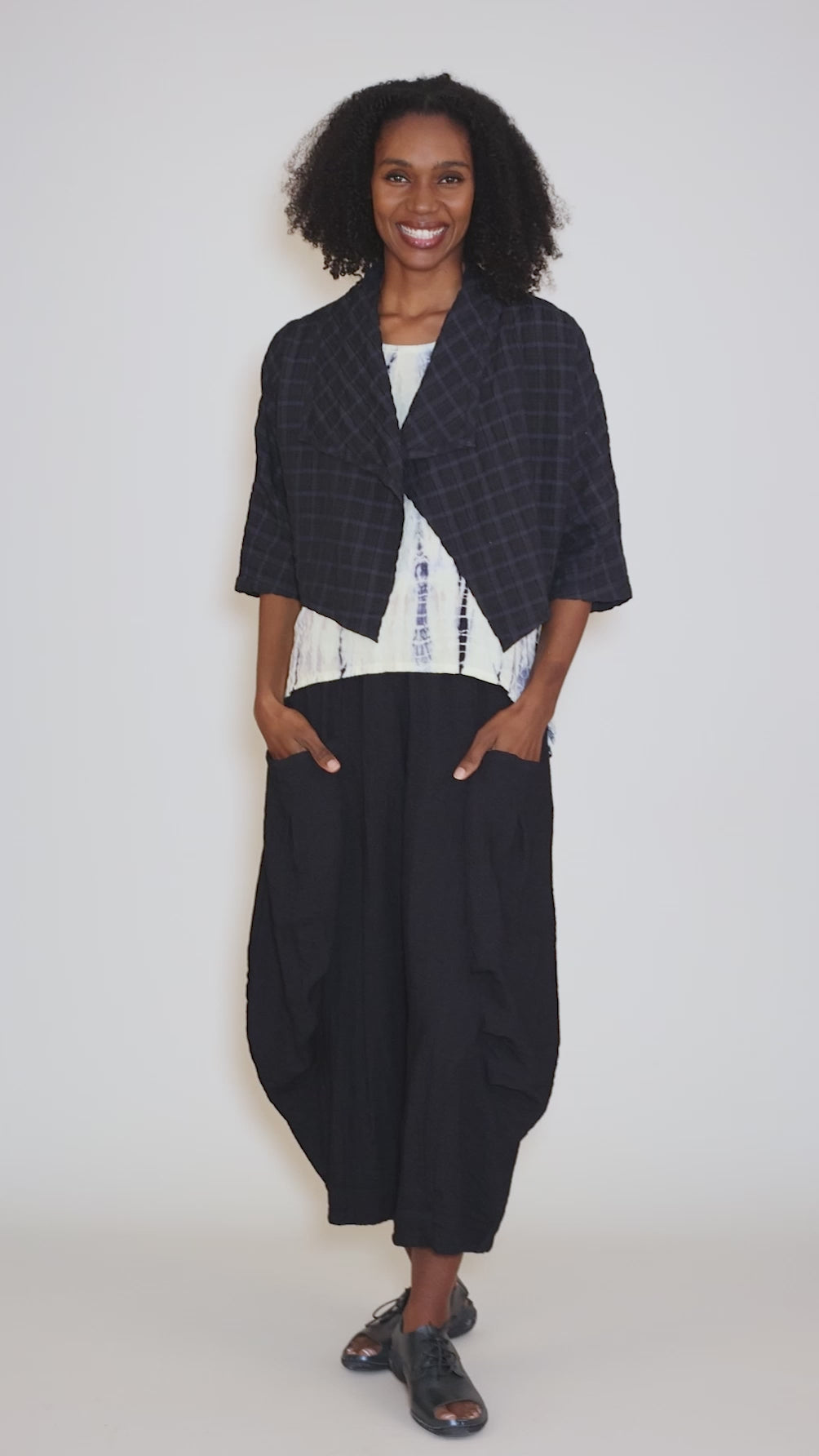 Windowpane Shrug , Indigo Angle 5