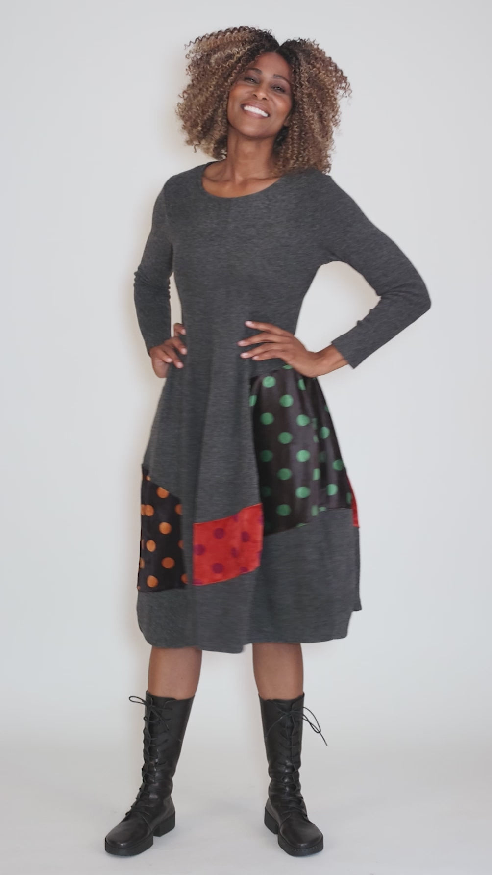 Mix It Up Dress, Charcoal Angle 5