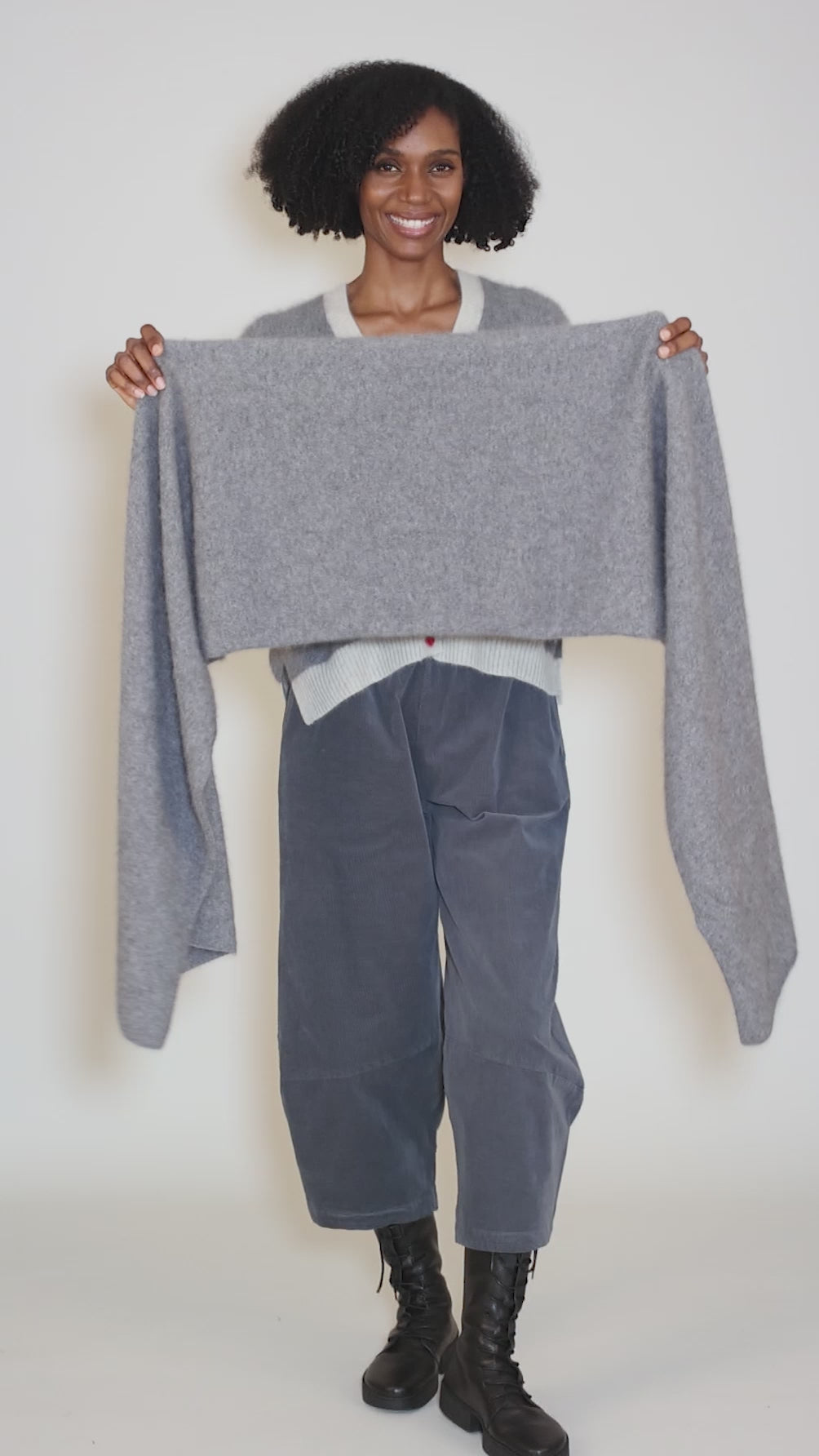 Luxe Raccoon Scarf, Hibou Gray Angle 3