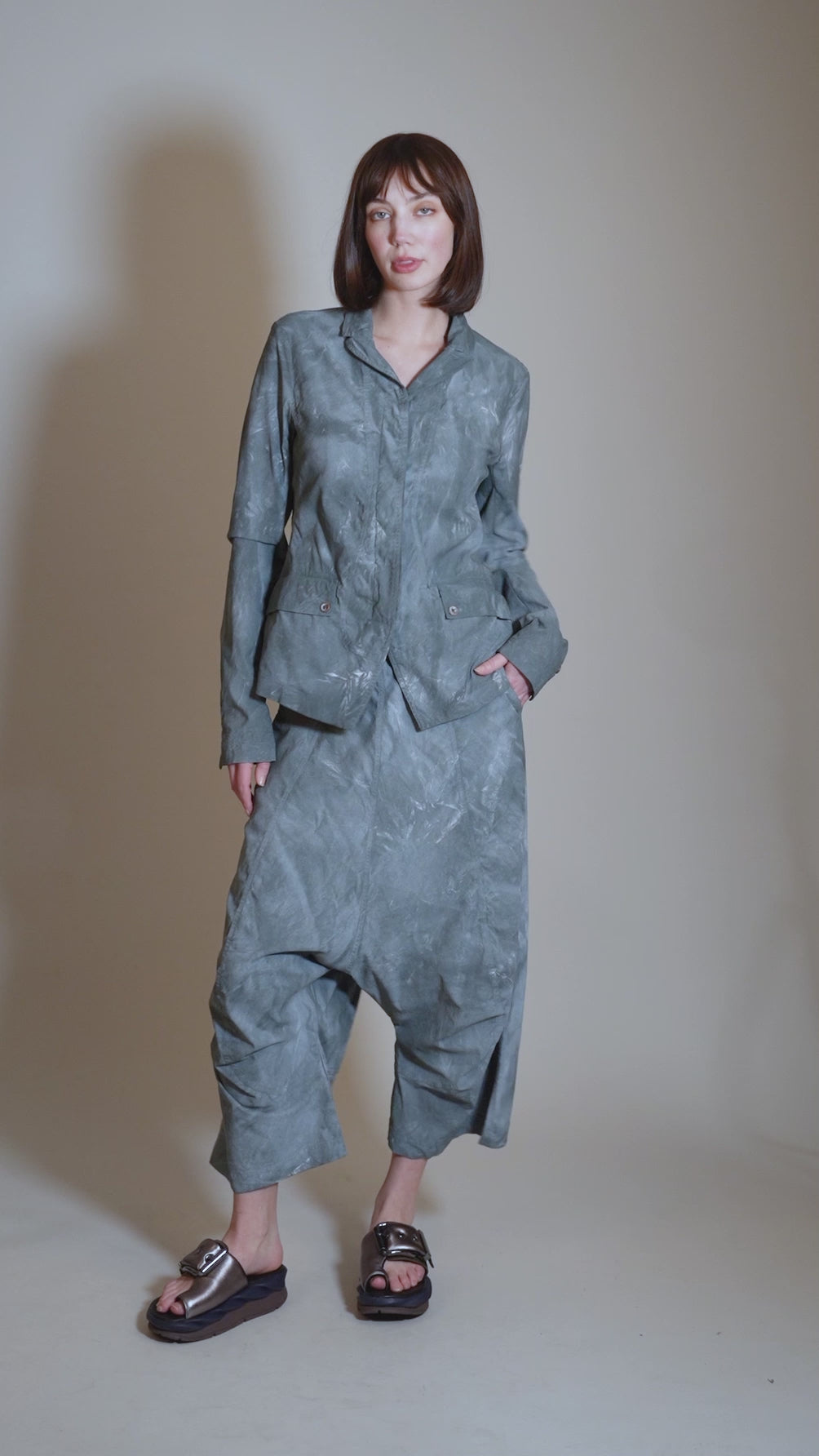 Painted Texture ER Trouser, Seaweed Fog Angle 5