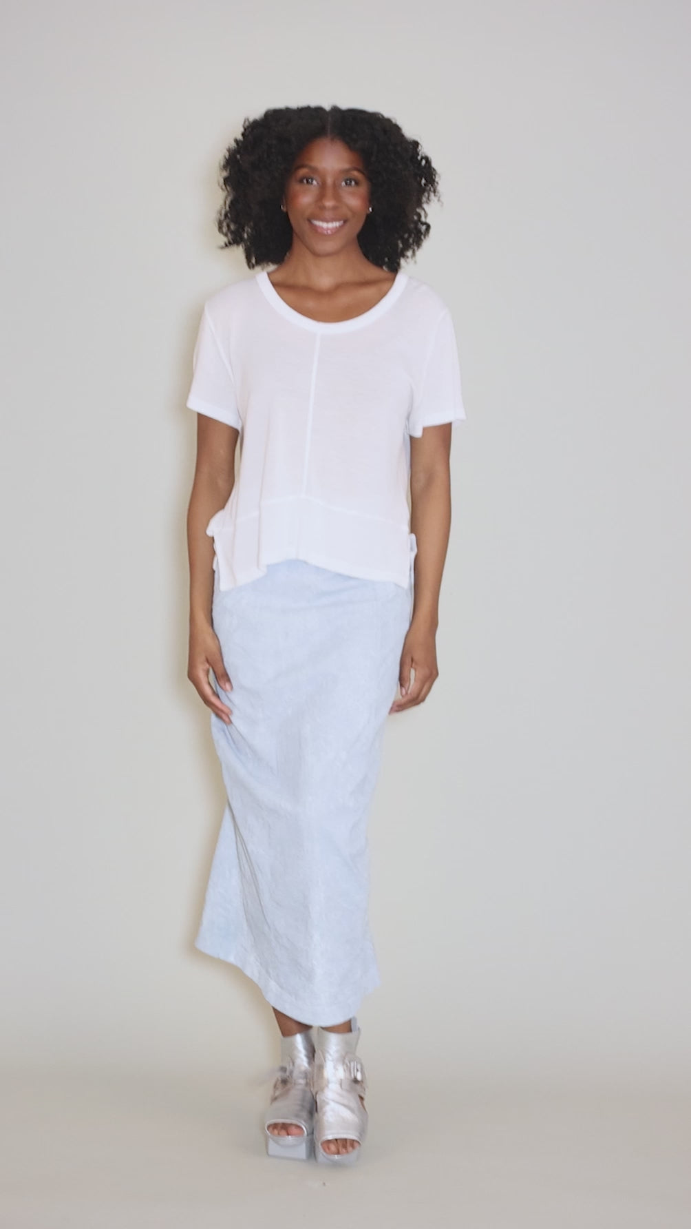 Scoopneck Seam Top, White Angle 5