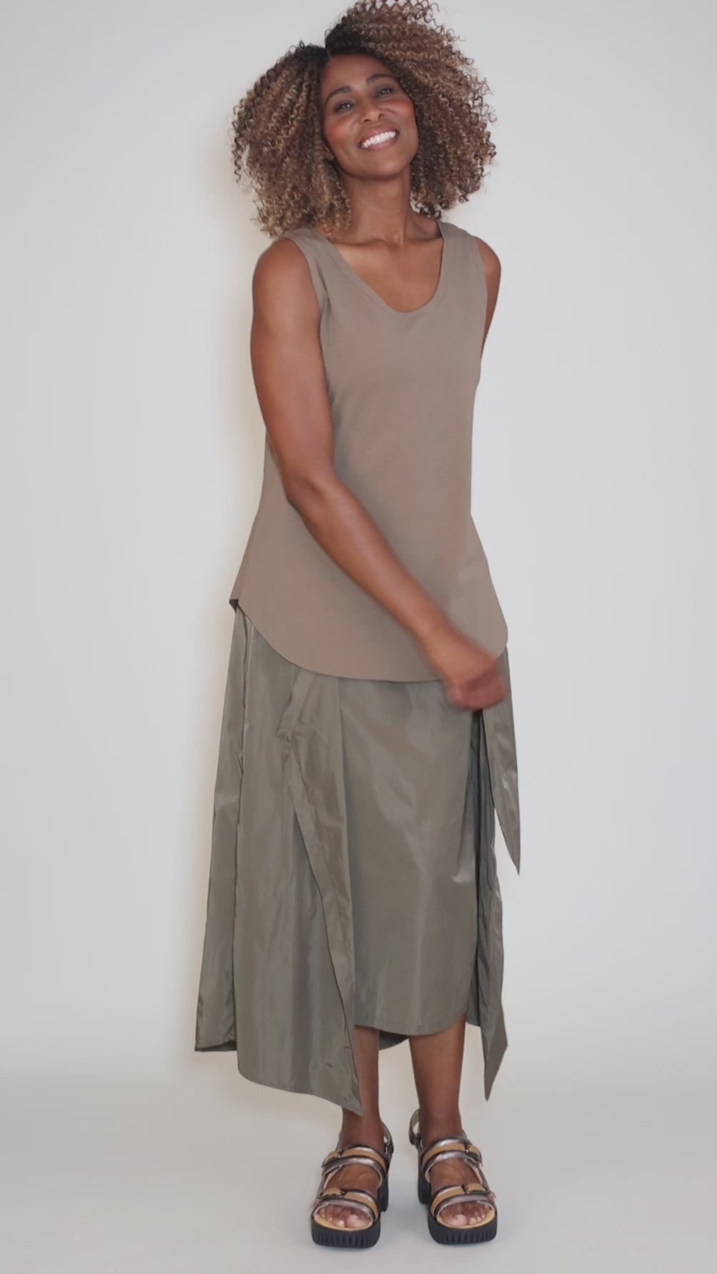 Cotton Lycra Shirttail Tank, Turtle Angle 5