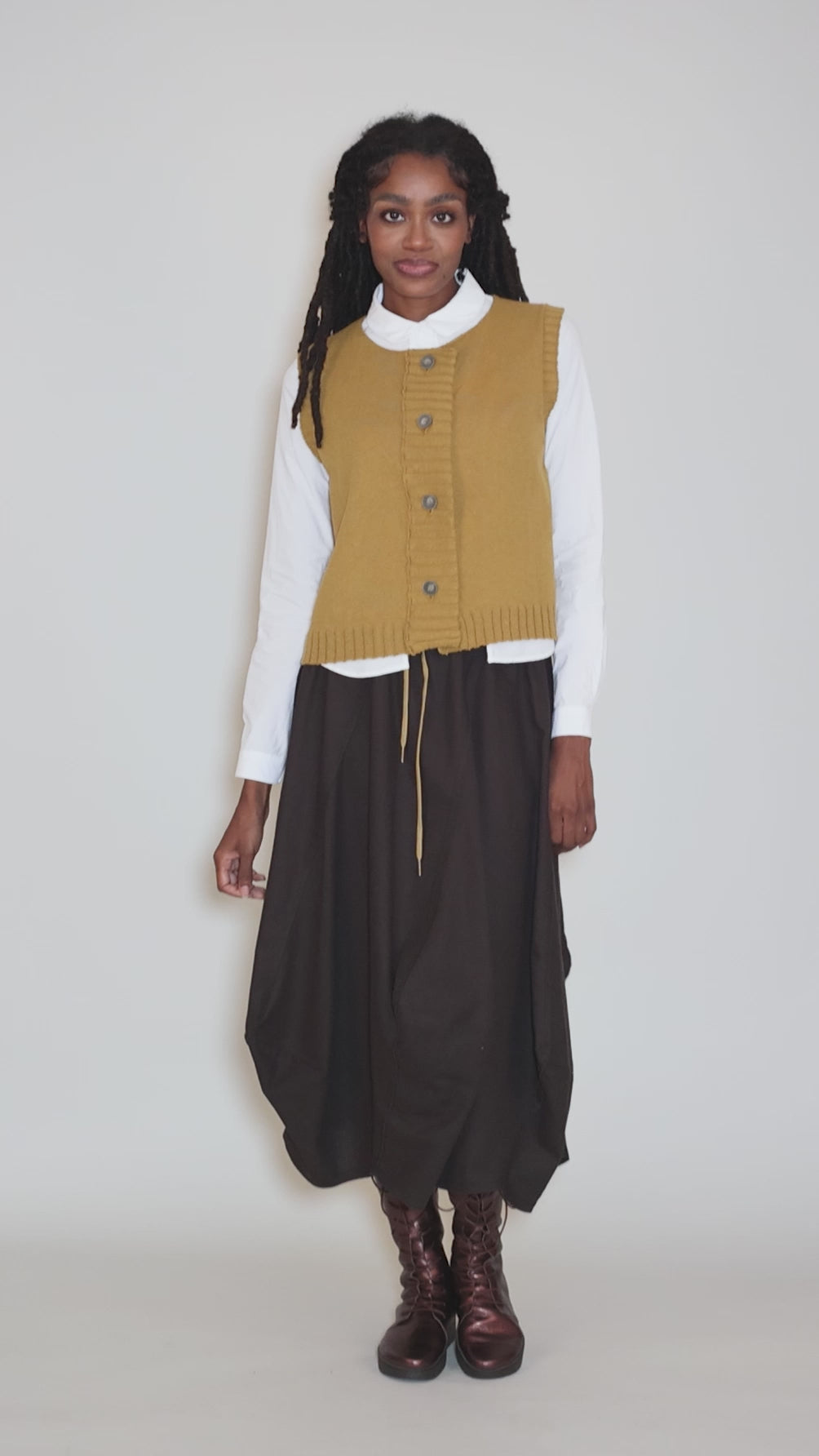 Chandler Crop Sweater Vest, Mustard Angle 5