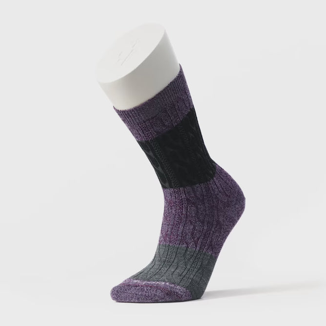 Smartwool Everyday Colorblock Cable Crew Socks, Ultra Violet/Purple Iris 