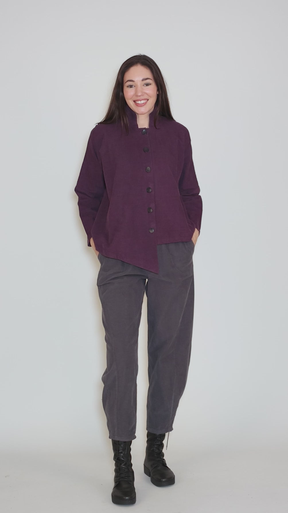 Corduroy Point Shirt, Currant Angle 5