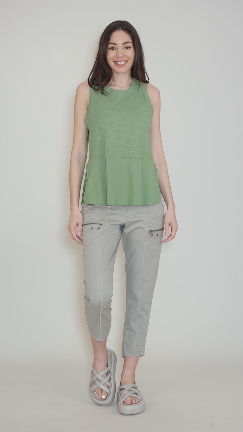 Rib Mix Peplum Tank, Hazel Angle 5