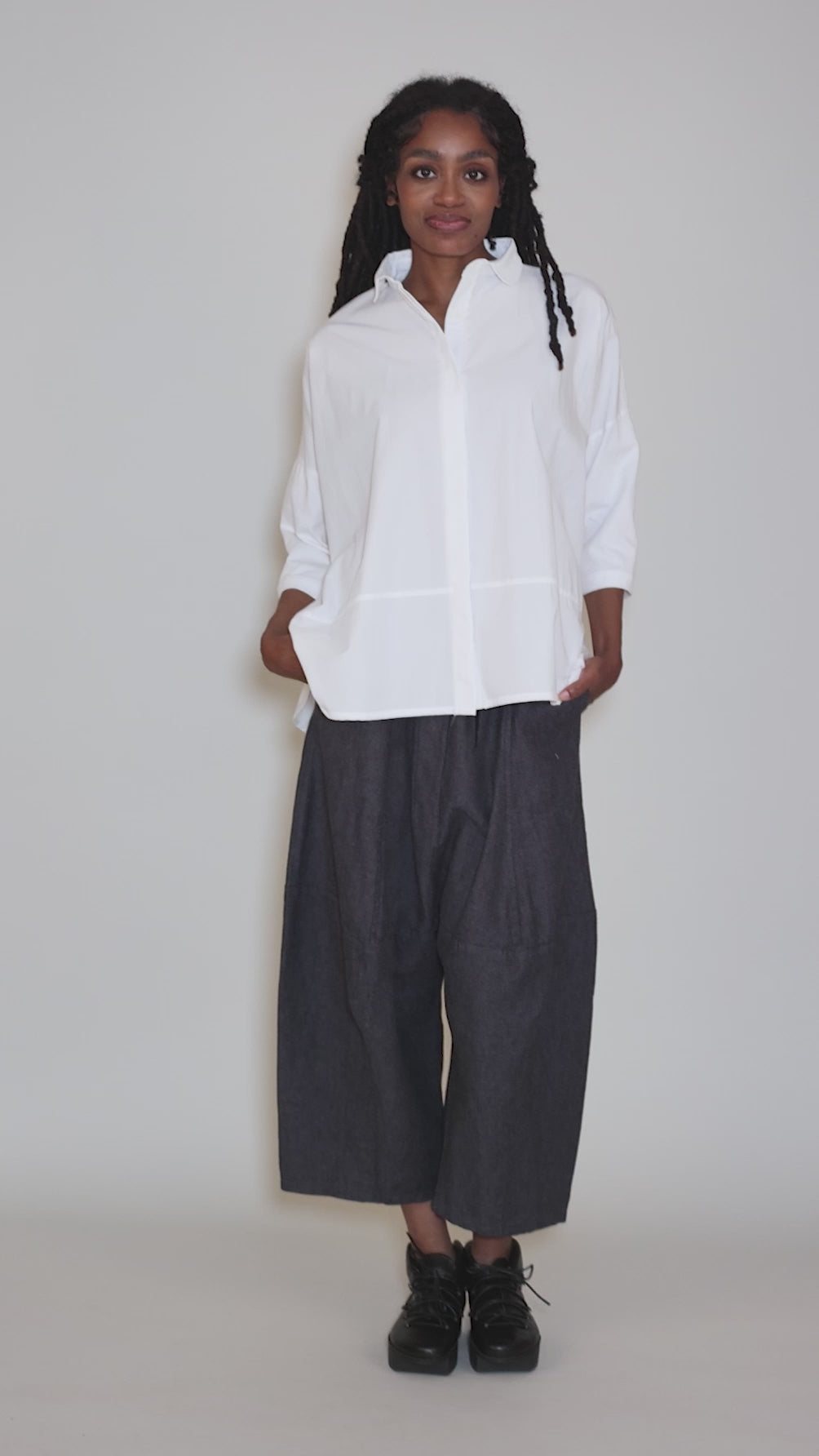 Lissie Poplin/Jersey Shirt, White Angle 5