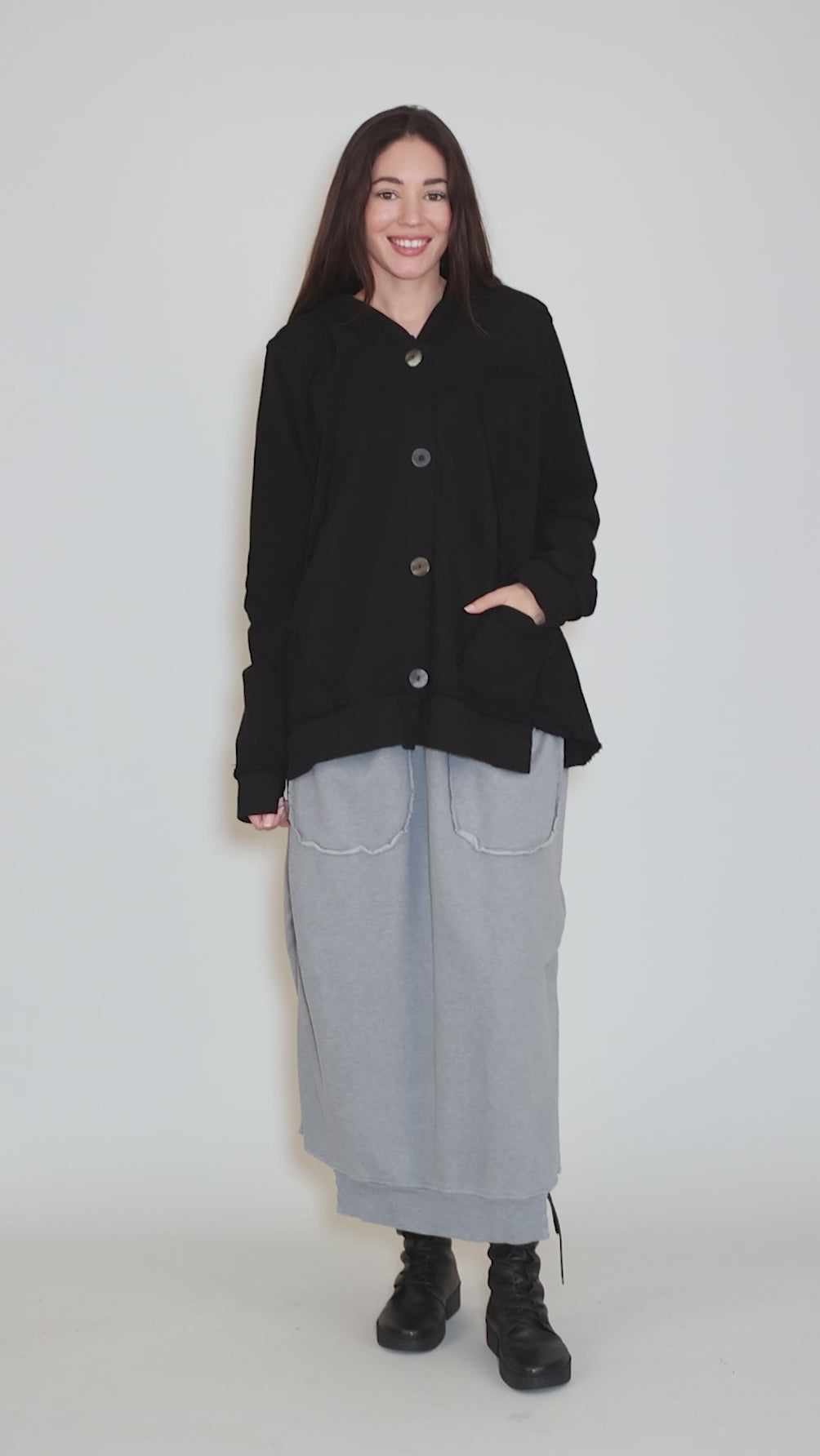 Hooded Sweat Jacket, Black Angle 5