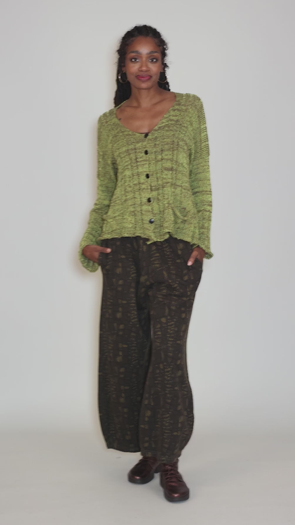 Foxy Crop Cardie, Green Angle 5
