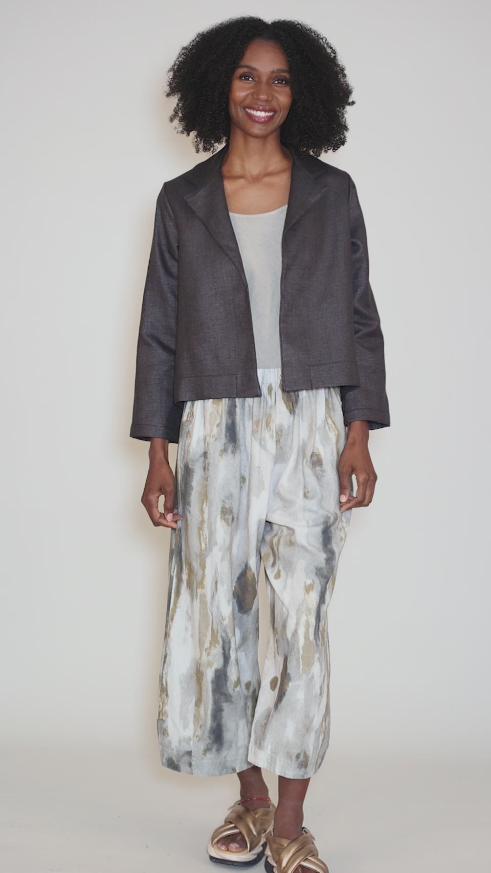Raffia Lewis Jacket, Nero Angle 5