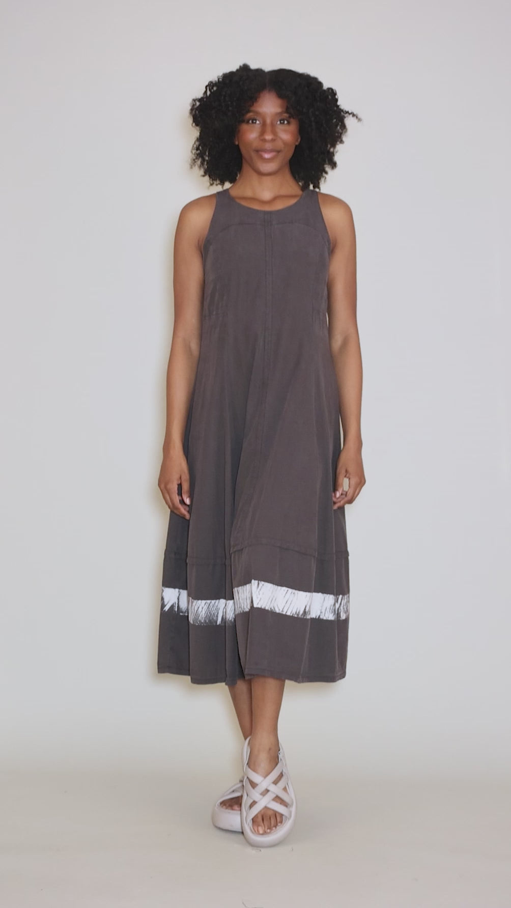 Constance Contrast Dress, Gray Angle 5