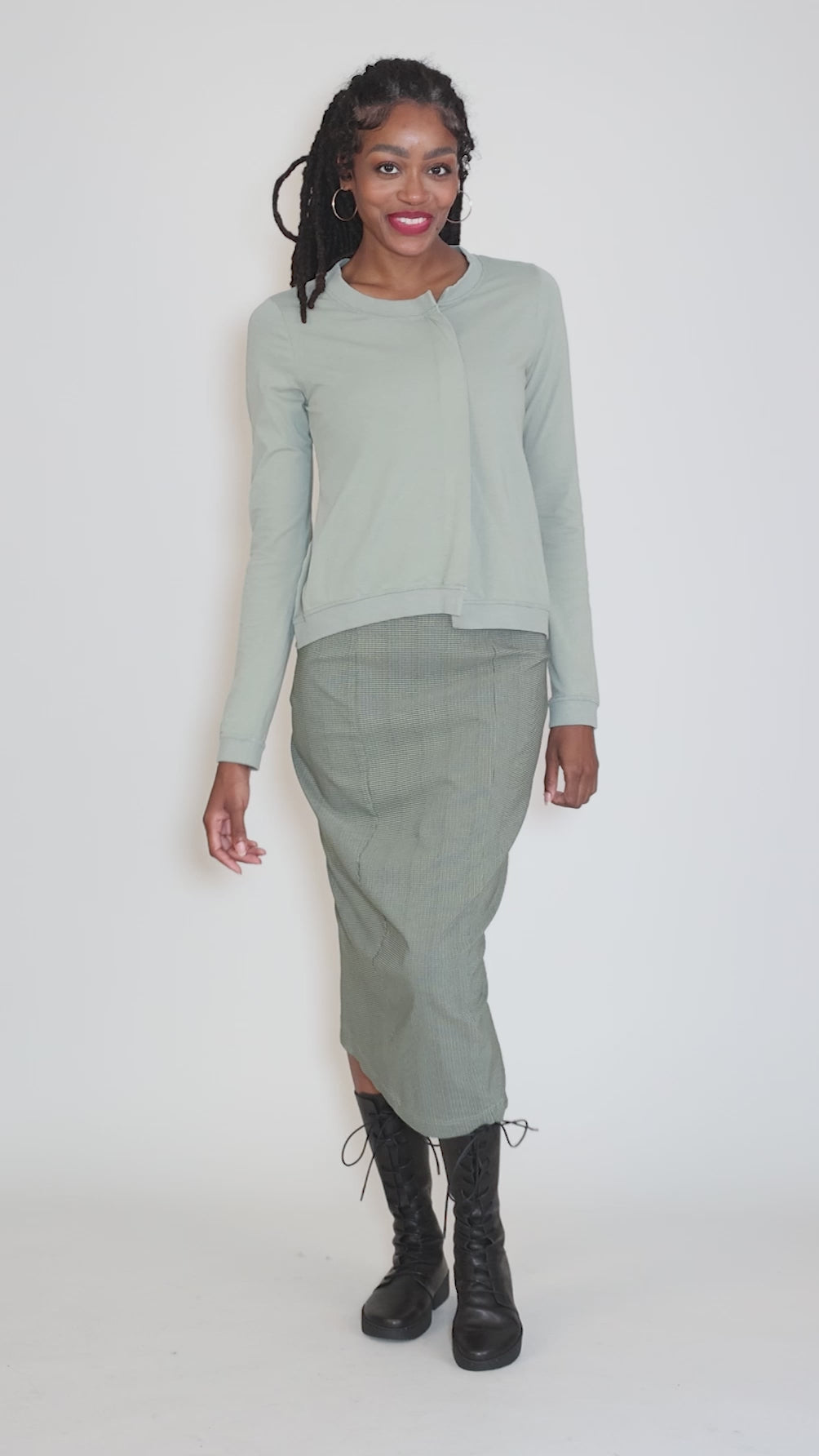Off-Center Pleat Tee, Park Angle 5
