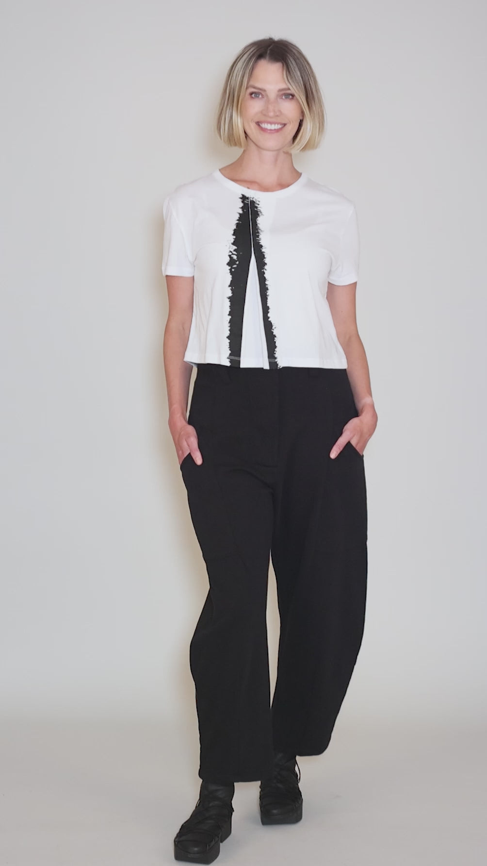 Graphic Split Tee, White Angle 5
