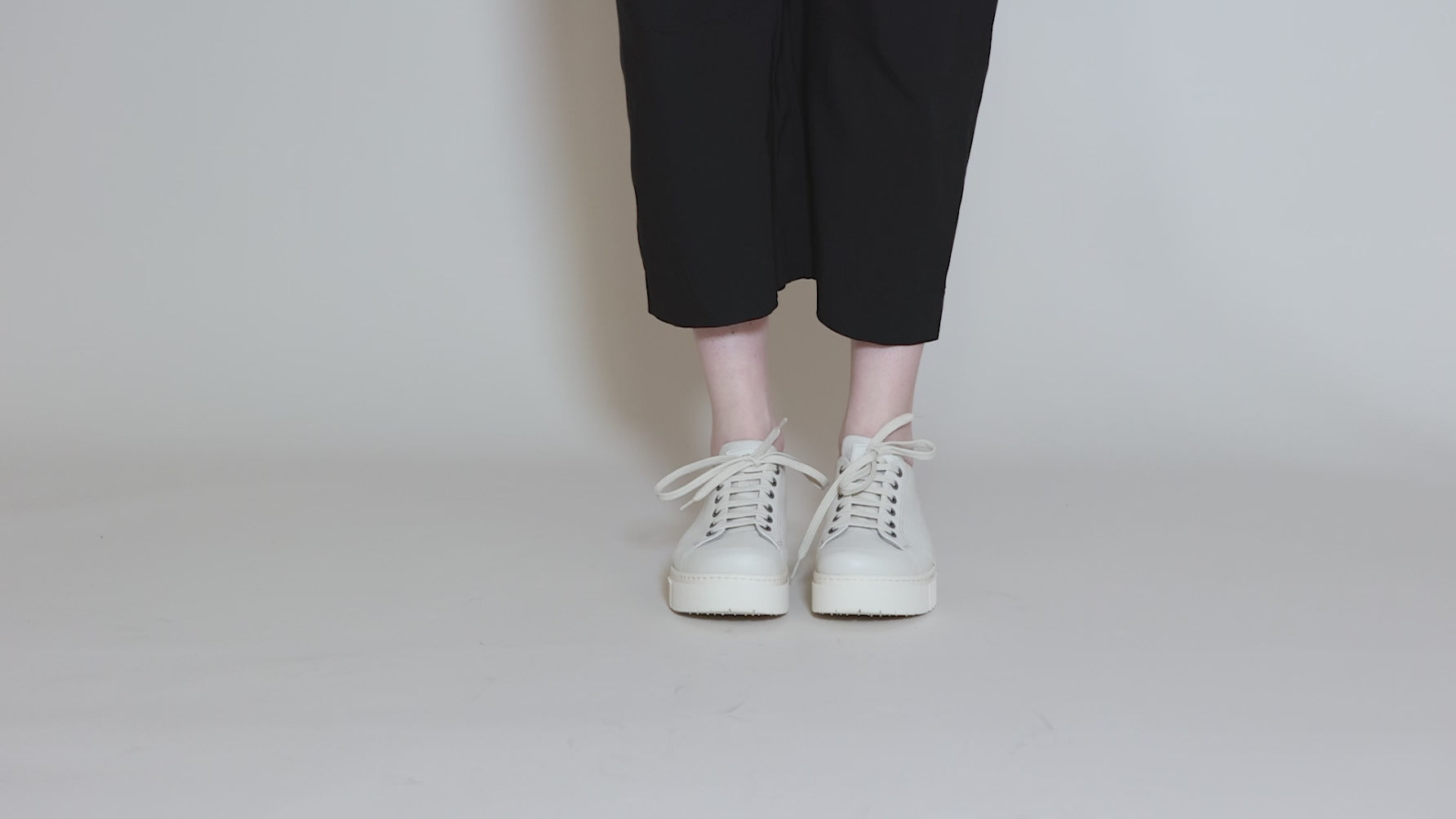 Leather Brighton Sneaker, Cream Angle 11