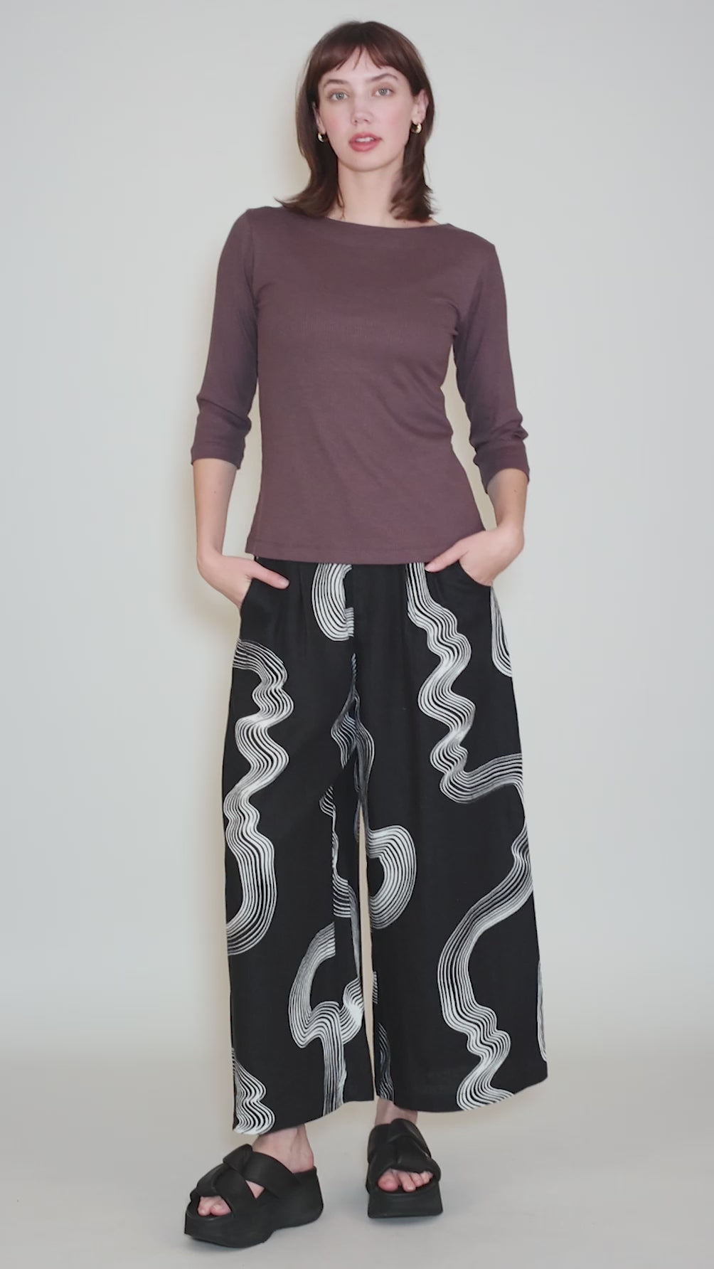 Boatneck Rib Top, Raisin Angle 5