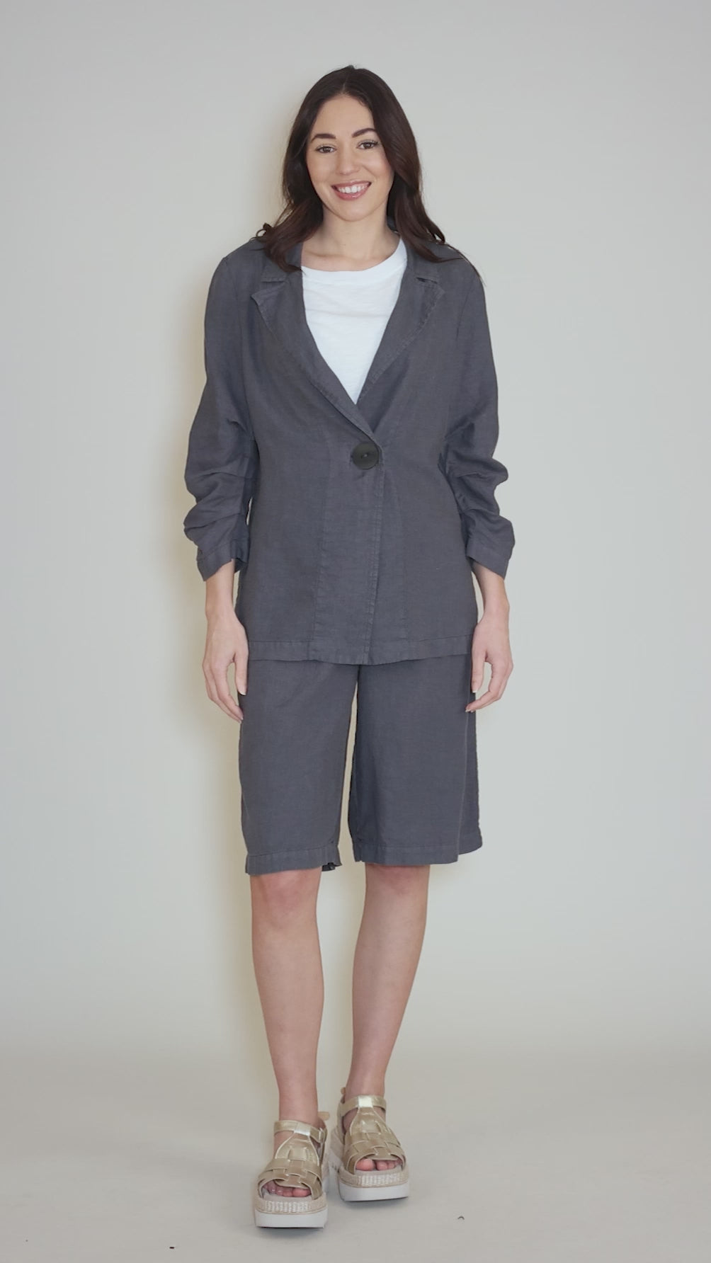 Linen Lady Blazer, Coal Angle 7