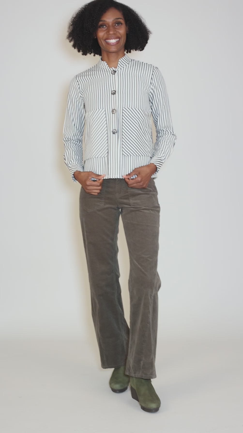 Poplar Button Up Shirt, Blue Stripe Angle 5