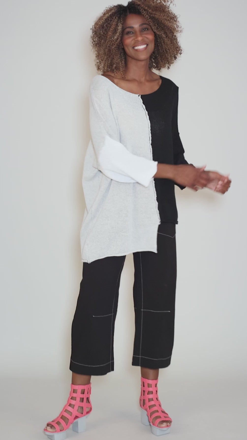 Frances Sweater, Black Mix Angle 5