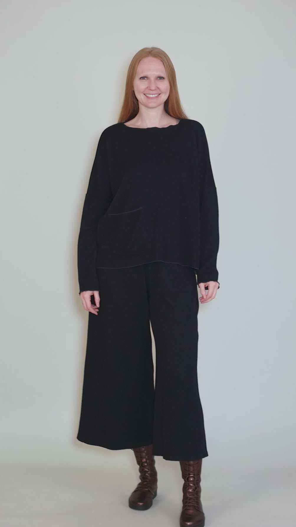Marled Sweater-Knit Pocket Pullover, Etan Navy Angle 5