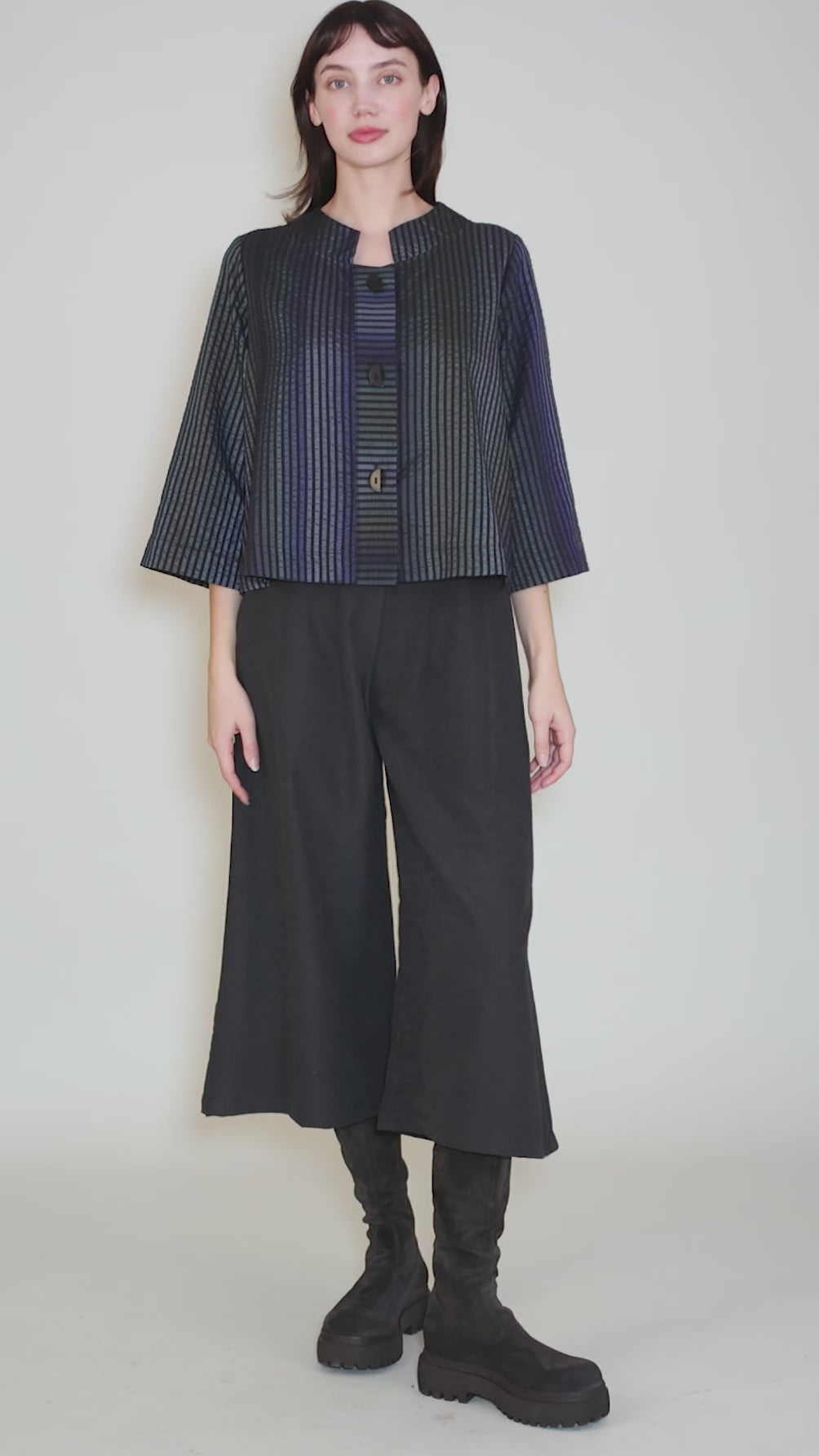Shimmer Stripe Ava Jacket, Blue Stripe Angle 5