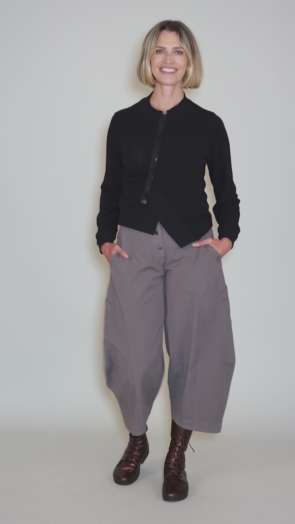 Deep Rib Zip Top, Black Angle 5