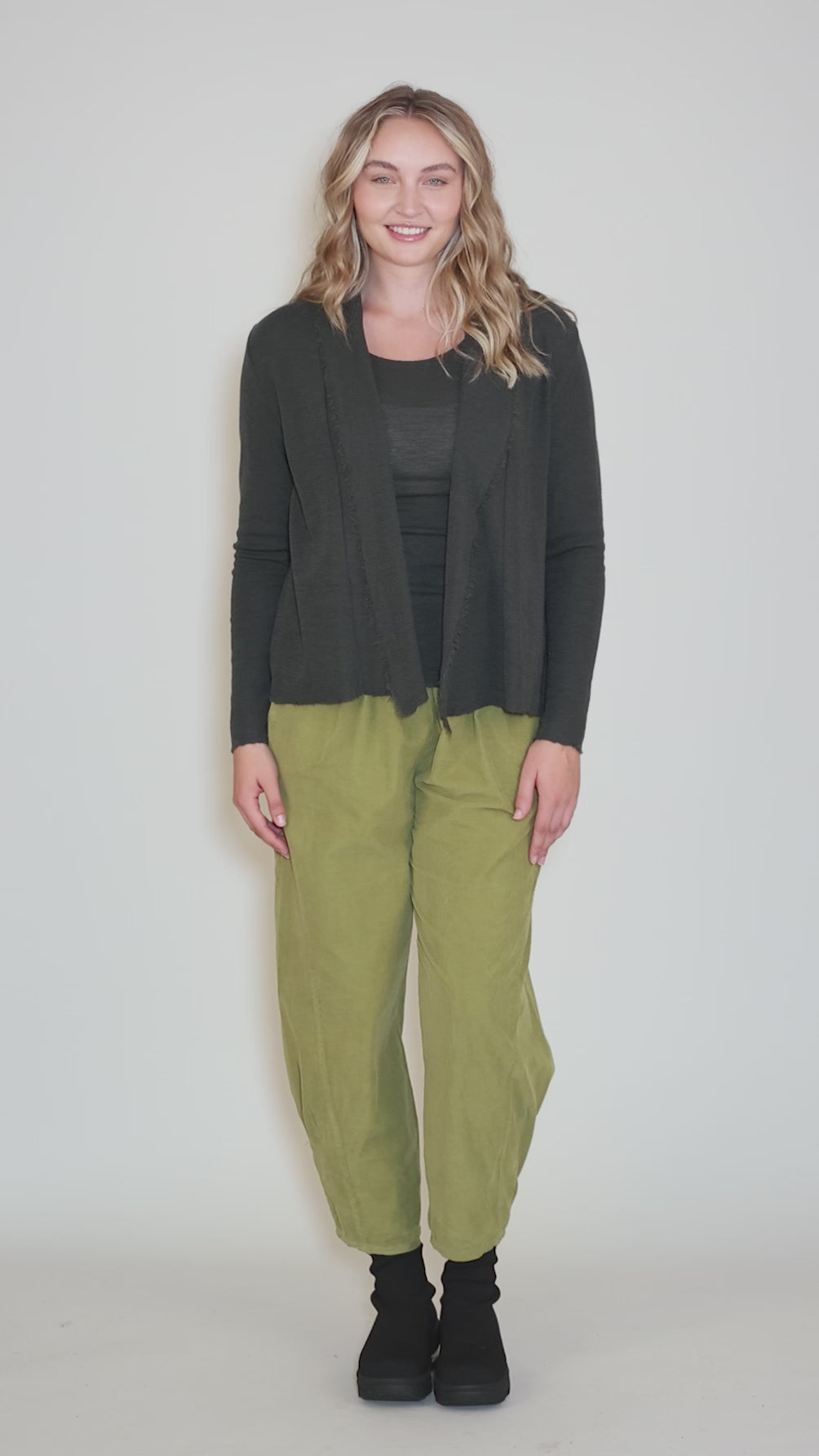 Merino Raw Edge Short Cardie, Raven Angle 5