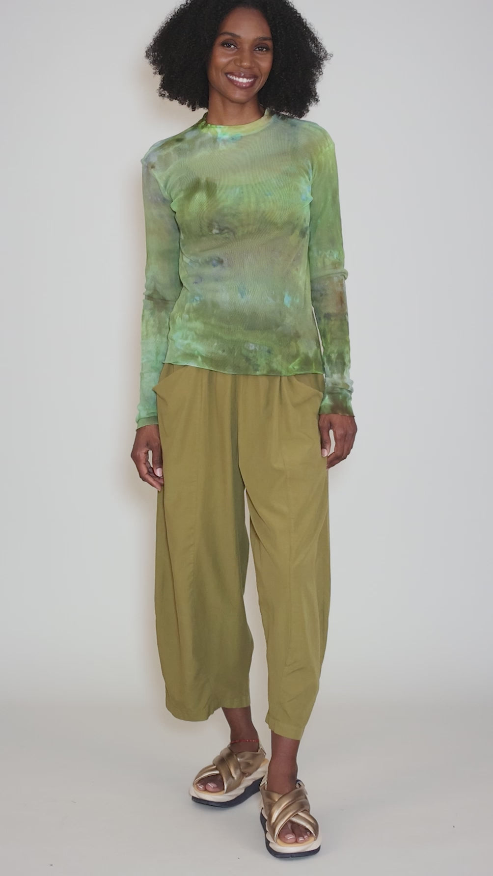 Hand Dyed Mesh Tee, Grass Angle 5