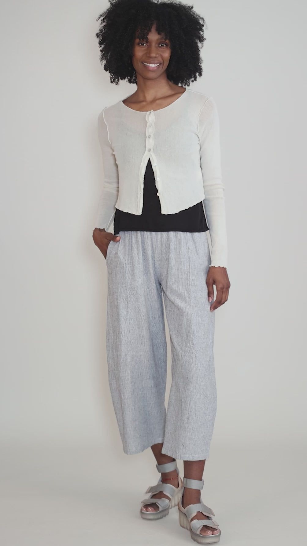 Crosshatch Barrel Pant, White Angle 5