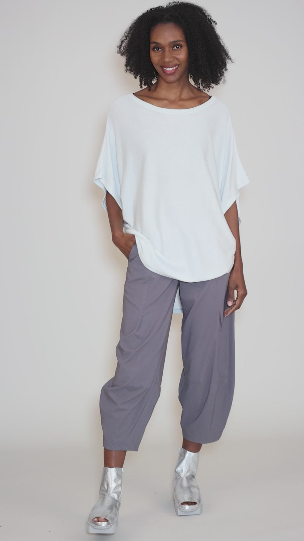 Luxe Bateau Knit Sweater, Mint Angle 5