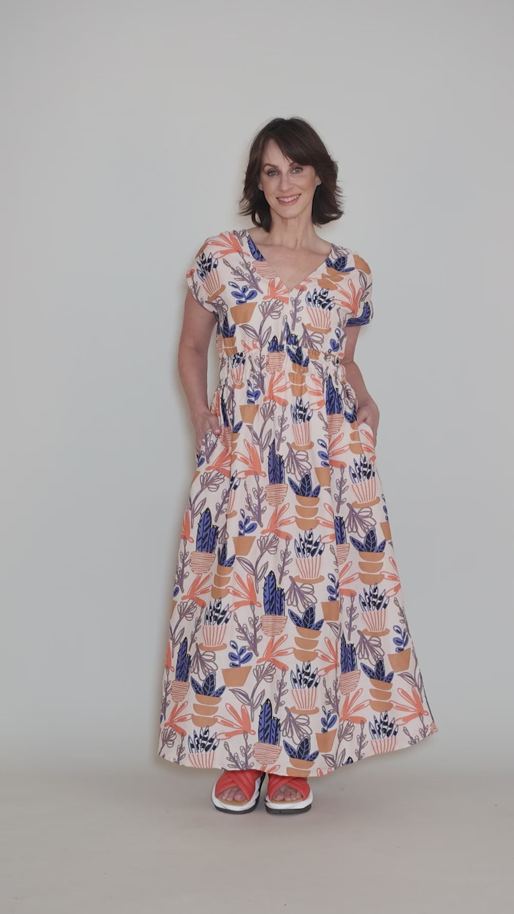 Hattie Dress, Pastel Cacti Angle 5