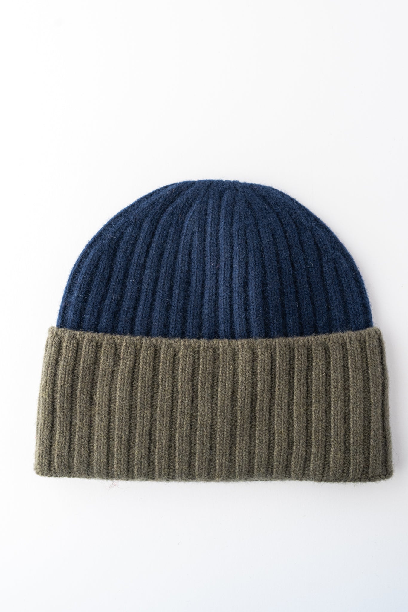 Santacana Madrid Bi-Color Wool & Cashmere Beanie, Marino 