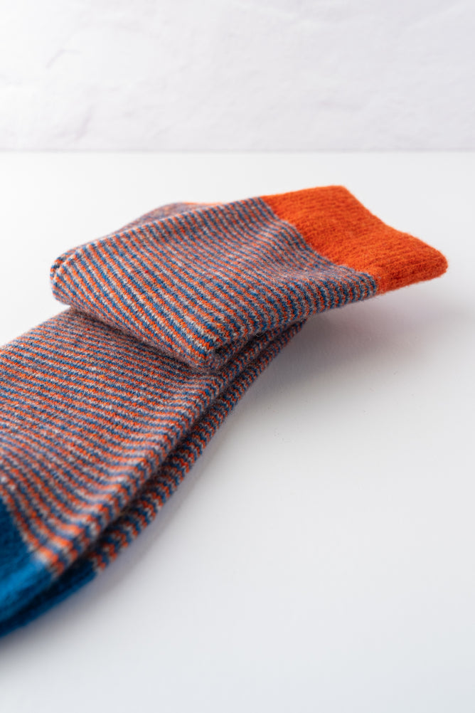 Santacana Madrid Tri Color Wool Blend Sock, Orange 