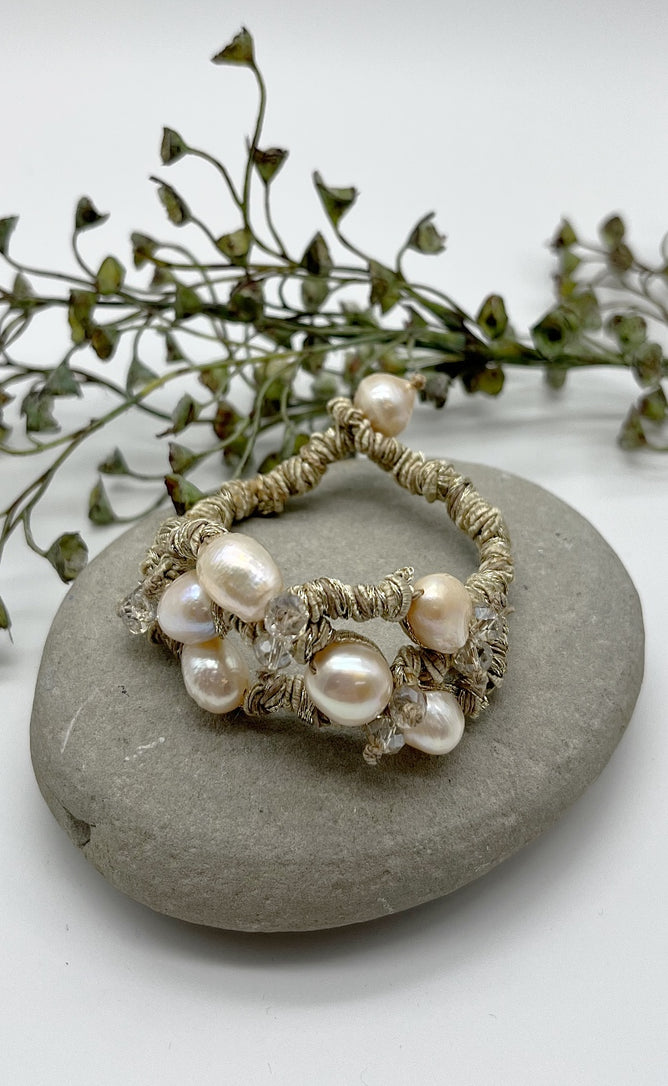 Mela Scrunch Cord Pearl Bracelet One Size 