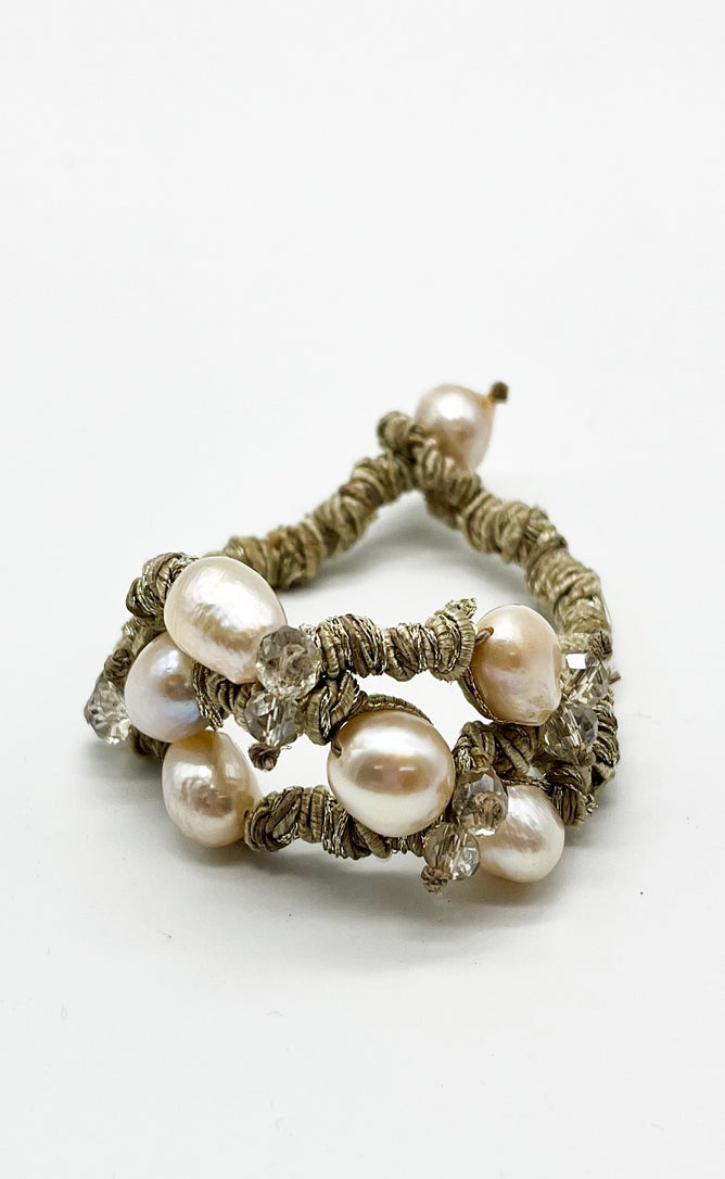 Mela Scrunch Cord Pearl Bracelet One Size 